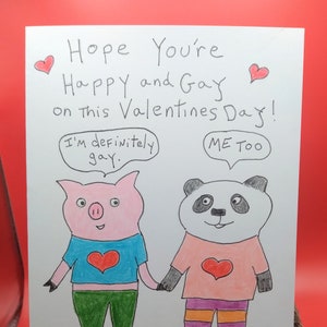 Carte de Saint-Valentin Happy and Gay / LGBTQ Valentine / Carte d’animal gay