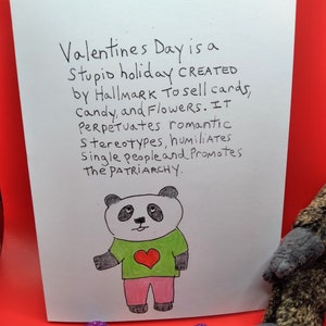 La Saint-Valentin est une carte stupide / carte de panda en colère / carte pour les ennemis de la Saint-Valentin