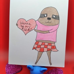Friends with Benefits Valentine Karte/Humorvolle Faultier Karte/FWB Valentine