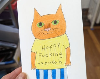 Funny Hanukkah card, funny cat card, Hanukah card, funny holiday card