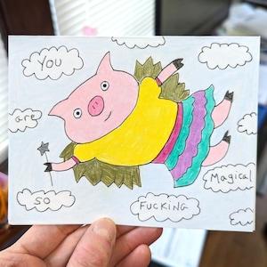 Cartão de porco fofo, cartão exclusivo, cartão pigasus, cartão de porco engraçado