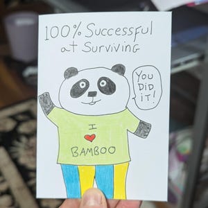 Cartão panda fofo, Cartão animal engraçado, Cartão de incentivo, Cartão panda