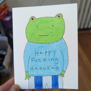 Carte Hanukah drôle, Happy Fucking Hanukah, carte Frog Hanukah