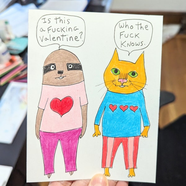 Weird valentines day card, adult valentines day card, unique valentine, Valentines day card, handmade card