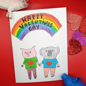 Happy Valentines Gay!/Gay Valentine/Carte de Saint-Valentin LGBTQ mignonne