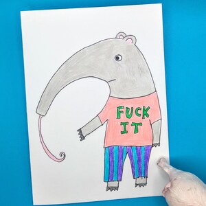 Divertente biglietto di auguri, biglietto inappropriato, cartolina formichiere, Fuck it card