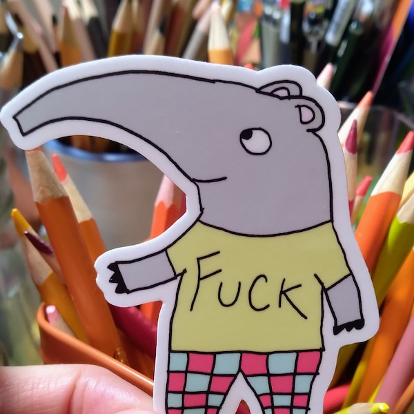 Funny sticker, adult sticker, Fuck sticker, Anteater sticker, Funny anteater sticker, laptop sticker