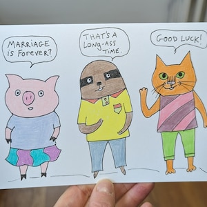Lustige Hochzeitskarte, Snarky Hochzeitskarte, Herzlichen Glückwunsch zur Hochzeit, lustige Tier Karte