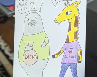 Bag of Dicks, Bag of Dicks card, Weird animal card, Funny Animal card