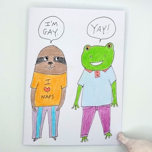Tarjeta de orgullo divertida, tarjeta de orgullo gay, tarjeta gay, tarjeta de orgullo linda, tarjeta para salir del armario