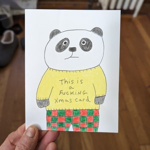 Cartão de Natal engraçado, cartão de Natal adulto, cartão de Natal exclusivo, cartão panda