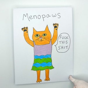Menopauzekaart, grappige menopauze, grappige kattenkaart, menopauzehumor