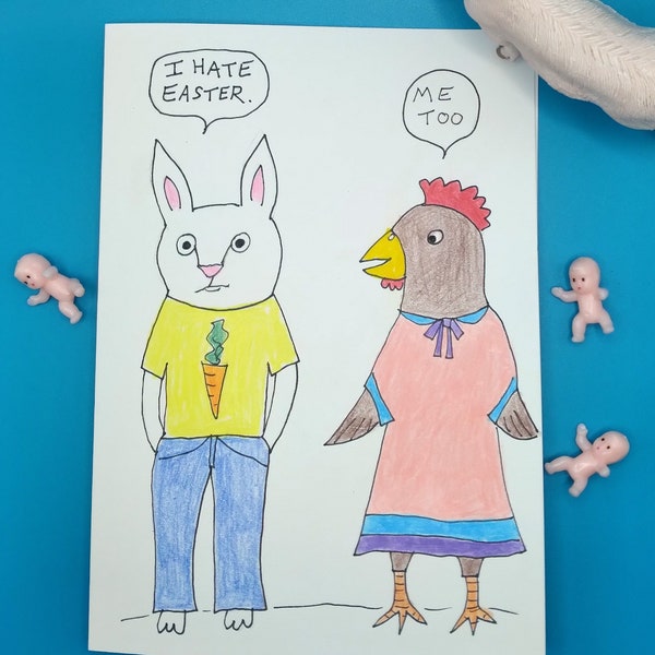 Easter card, Funny Easter card, Weird Easter card, Handmade Easter card, Happy Easter card