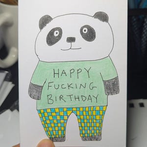Feliz Aniversário, Cartão de Aniversário Adulto, Cartão de Aniversário Engraçado, Cartão Panda