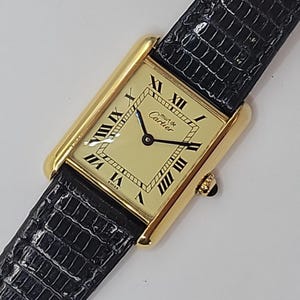 Oryginalny, unisexowy zegarek Cartier Tank, nowy skórzany pasek, kryształ i kompletna obsługa, czysty i elegancki