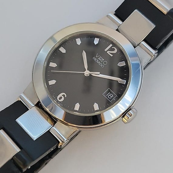 Movado Vizio Ladies Two Tone Watch Bracelet Band - New Battery Installed Ladies Movado Vizio 84.36.1831 New Battery & Leather Band  main image 2