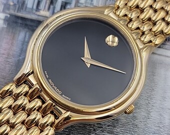 Vintage 14K Gold Movado Museum Ladies Wrist Watch - Etsy display picture 2