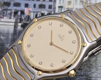 ✨美品✨エベル　スポーツクラシック18kゴールドベゼル　クォーツ腕時計◇ ユニセックス エベル スポーツ クラシック 新品電池式 18Kゴールド