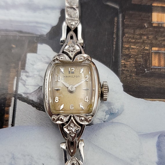 Vintage Women Hamilton Wristwatch 14k Gold Case a… - image 2