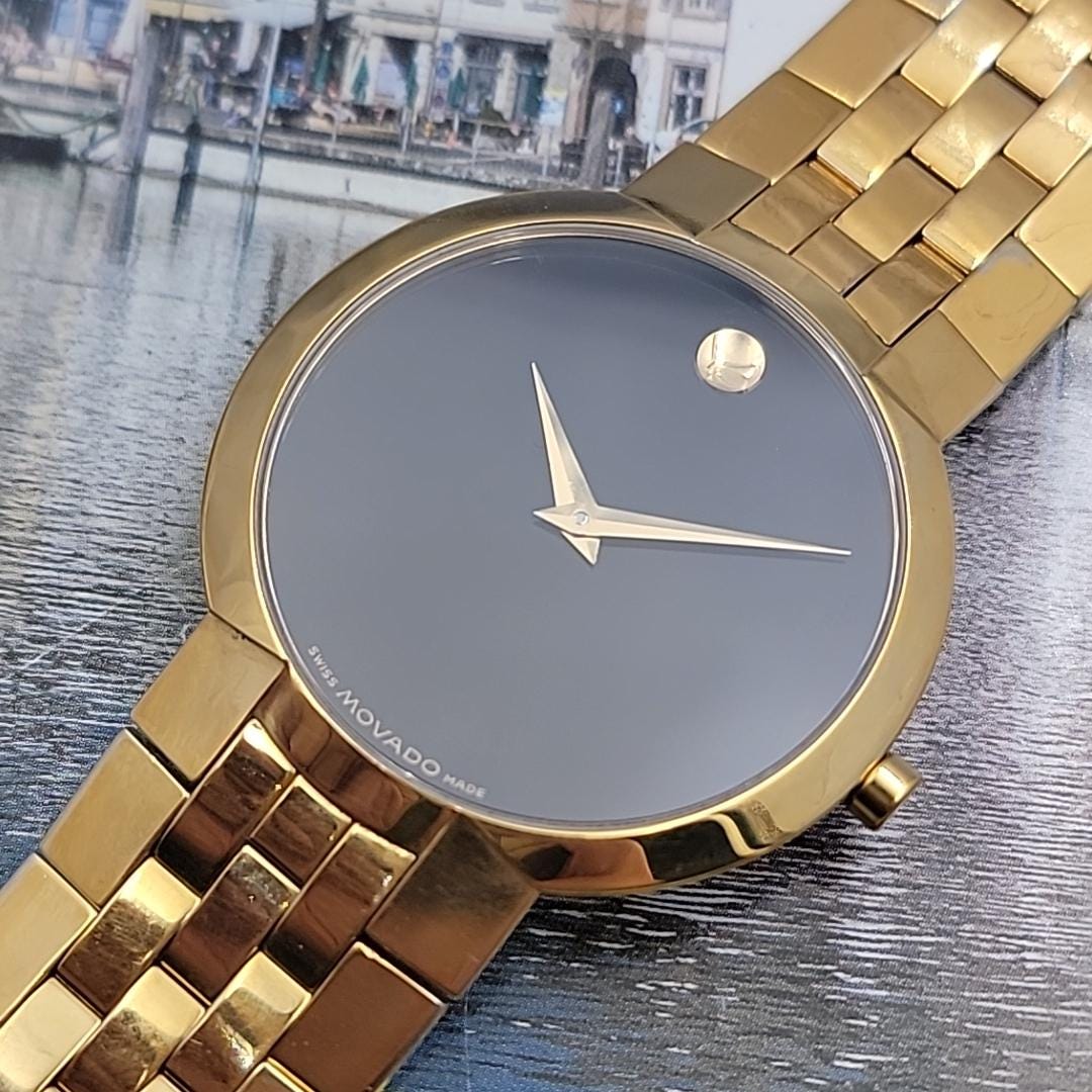 Men's Movado Museum Watch: Gold Tone, Black Dial, 35mm