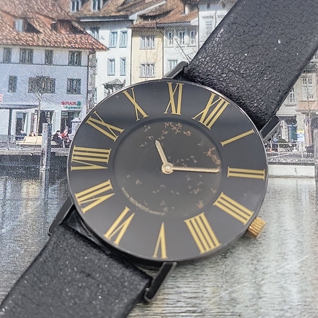 Rare Slim 3.8mm Movado Men's Watch Museum Latin Numbers Dial