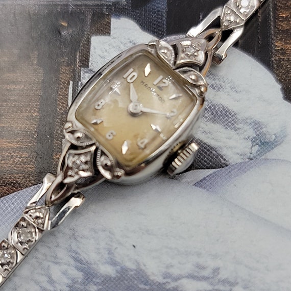 Vintage Women Hamilton Wristwatch 14k Gold Case a… - image 10