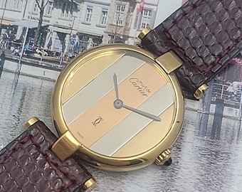 Ladies Cartier Must de Paris Argent Silver 18k Gold Plated Just Serviced Chic