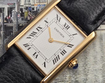 Unisex Vintage Cartier Tank Quartz 23 mm Klassisch, klar und schick.