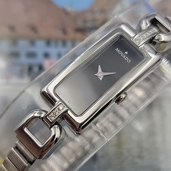 Movado Esperanza Diamond Bezel Watch - Silver Stainless Steel - Etsy