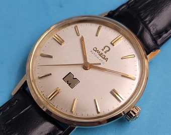 1965 Vintage Hombres Omega Automático Calibre 550 17J Excelente Condición Chic Nueva Caja de Banda de Cuero 34mm