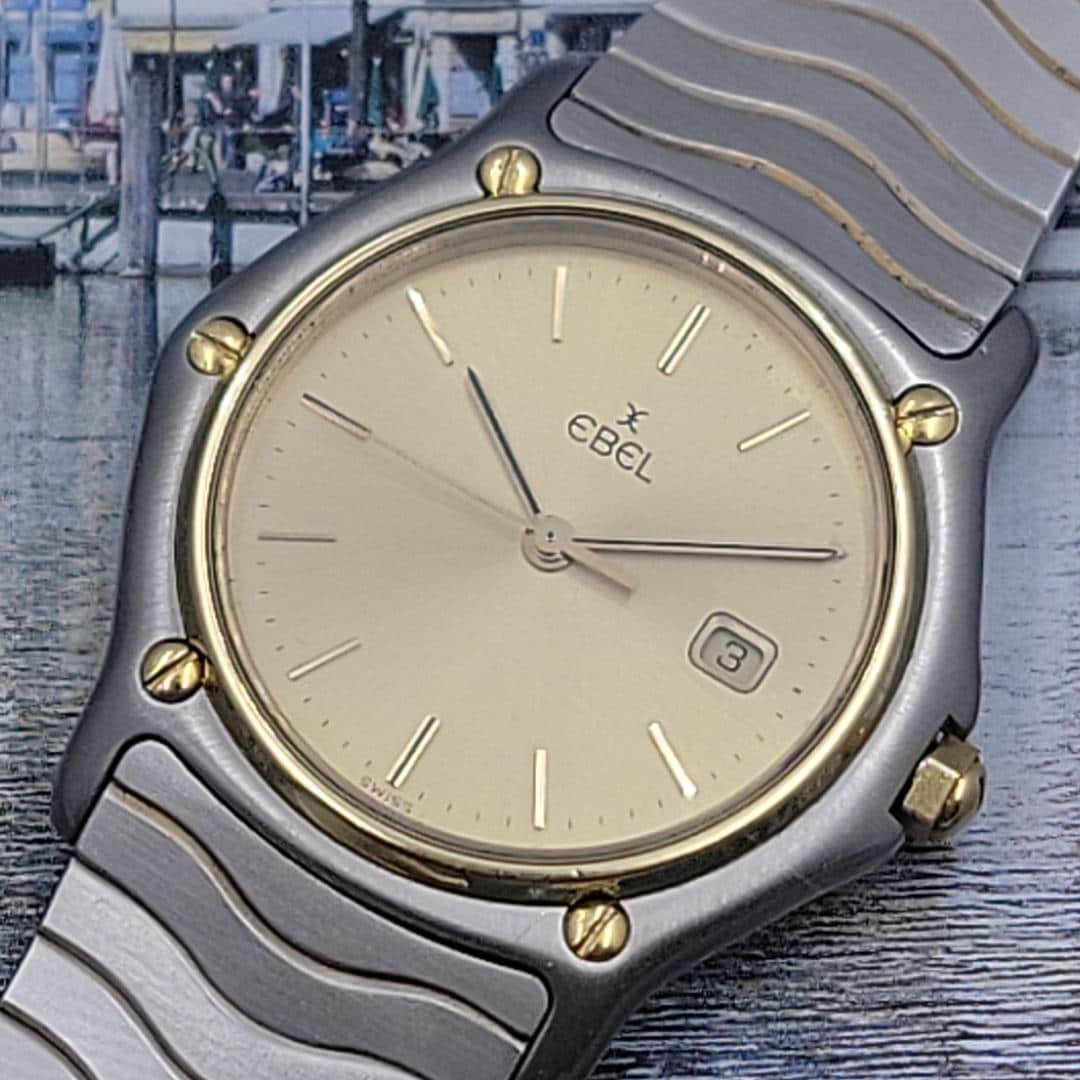 ✨美品✨エベル　スポーツクラシック18kゴールドベゼル　クォーツ腕時計◇ ユニセックス エベル スポーツ クラシック 新品電池式 18Kゴールド