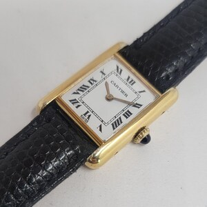 Vintage Ladies Cartier Vermeil Tank Manual Roman White  Dial  Excellent Running Condition Clean & Chic