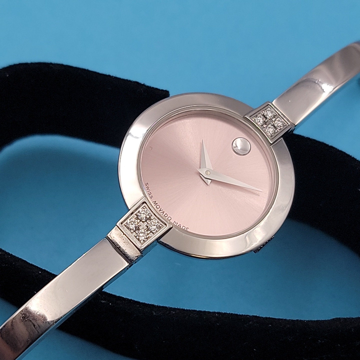 Ladies Movado 84 A1 1830 S Bela Stainless Diamond Bezel Excellent Condition Chic New Battery Installed Etsy