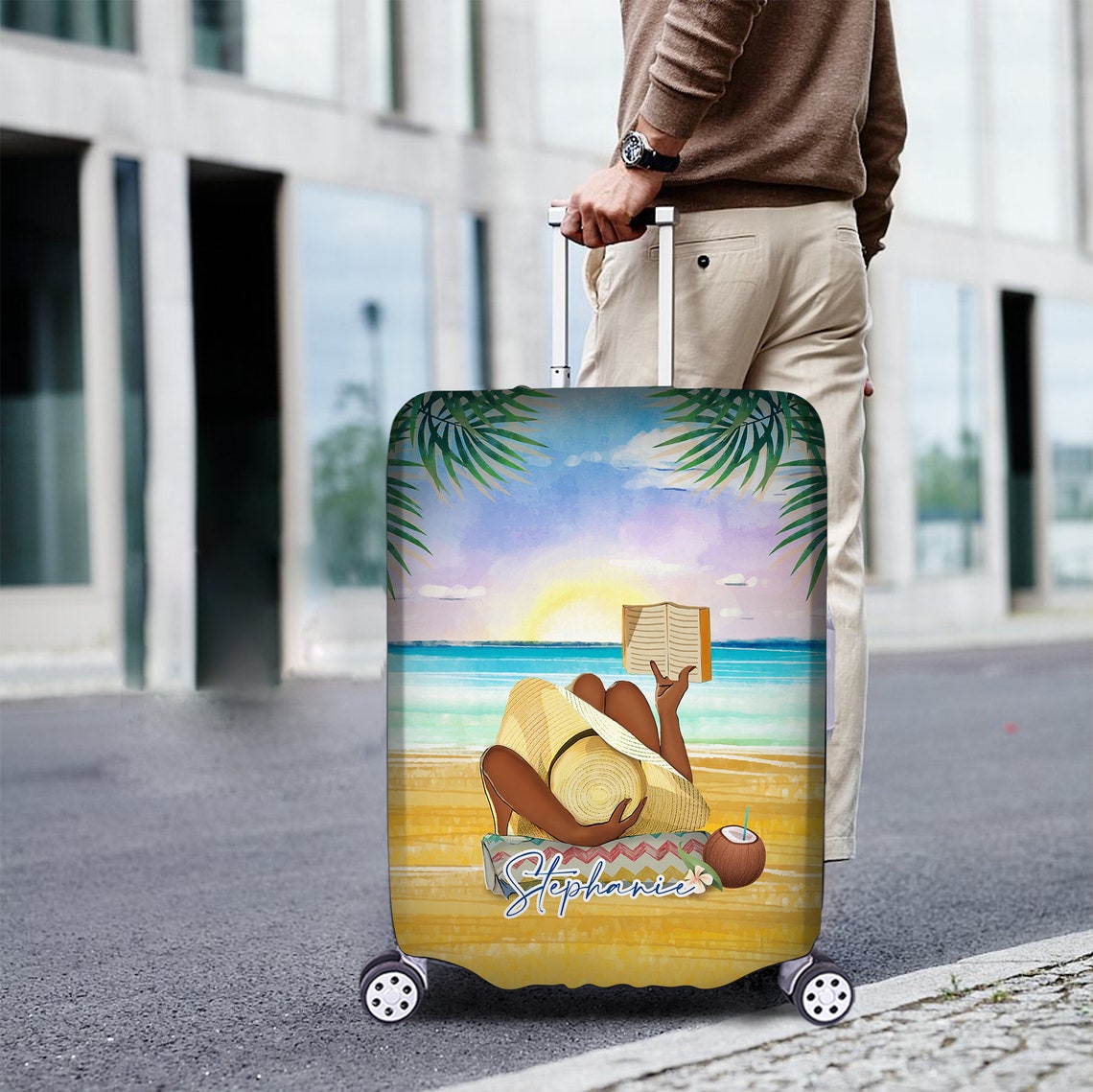 Personalized Name Beach Luggage Cover Protector Travel Bag Etsy