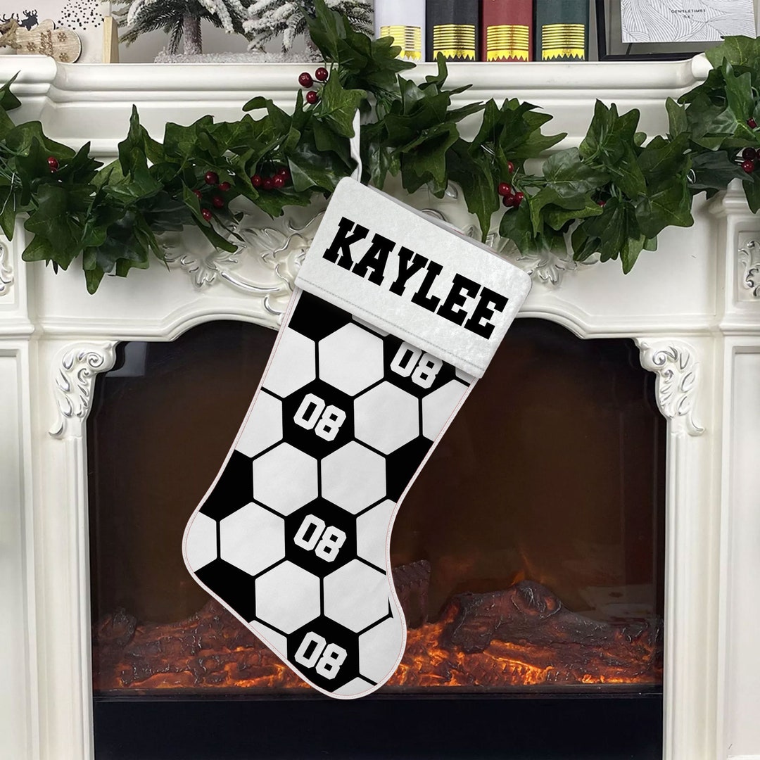 Personalized Name Soccer Christmas Stocking Soccer Player Etsy