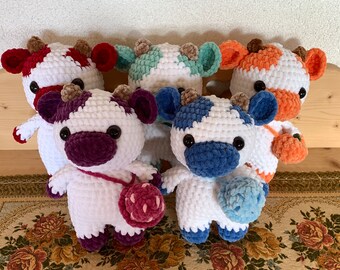 Mucche all'uncinetto con borsa (gelato,frutta) amigurumi peluche