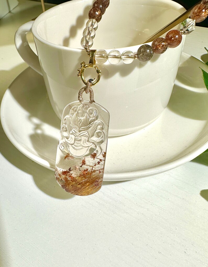 Rare Natural Garden Quartz Pendant Hand Carved Fox Pendant Etsy