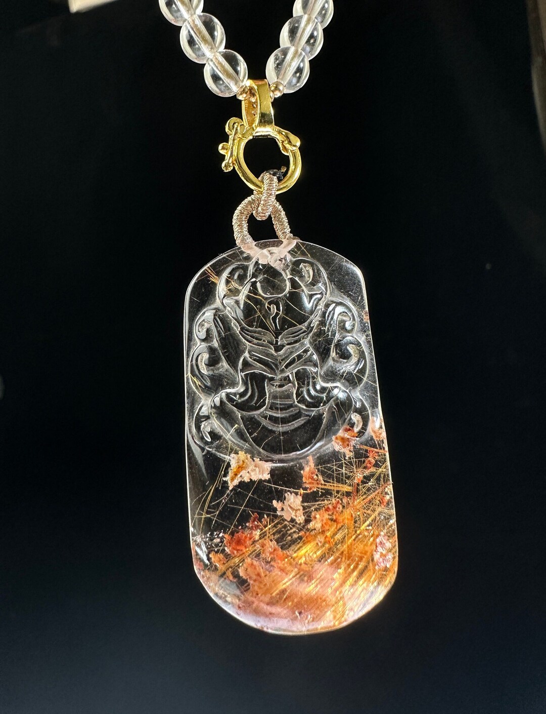 Rare Natural Garden Quartz Pendant Hand Carved Fox Pendant Etsy