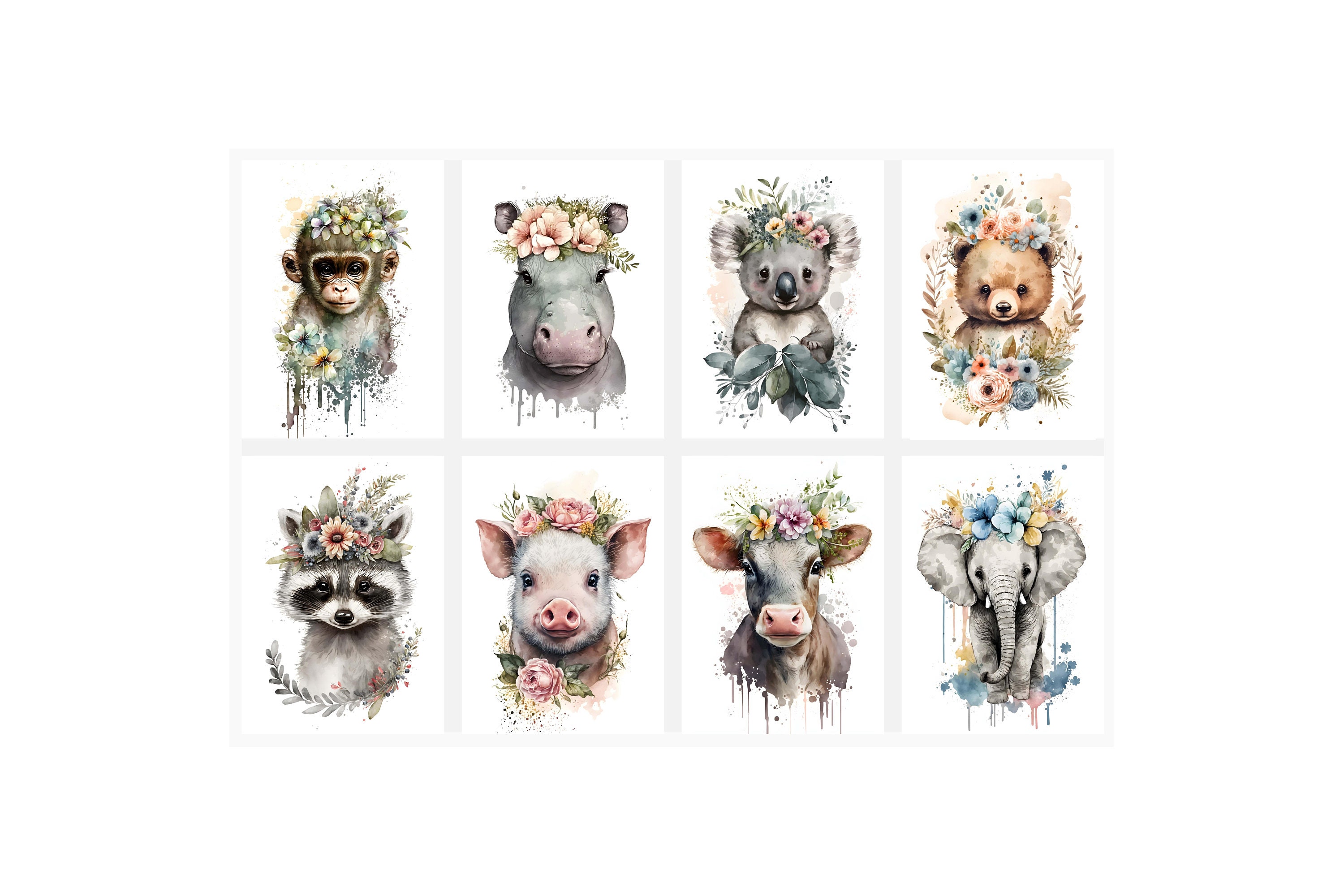 Baby Animals Wall Art Set of 16 Baby Animals Prints Jungle Etsy