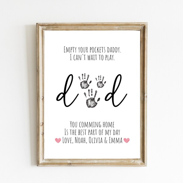 Personalized Dad Gift for Father's Day, Dad Birthday Gift, Coming Home, Décor Nursery Memory Keepsake, Toddler Preschool Art Craft Dad Print