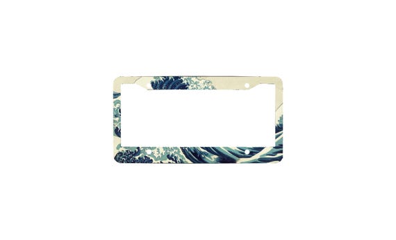 Wave off Kanagawa, Oki Nami Ura Japan - Hokusai Waves License Plate FRAME for Car SUV Truck Van