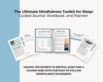 ¡El kit de herramientas definitivo para el sueño con atención plena/alivio del insomnio/diario, libro de trabajo y planificador guiados sobre el autocuidado del sueño!