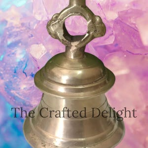 Brass Hanging Temple Bell Ghanta Church Bell | Home Decor -  Golden - 7" Inches Gold Finish for Worship,Festivals & Home Decor