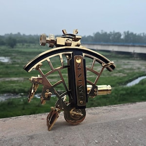 Brass Nautical Sextant 9&quot; with Wooden Box: Maritime Navigation Tool