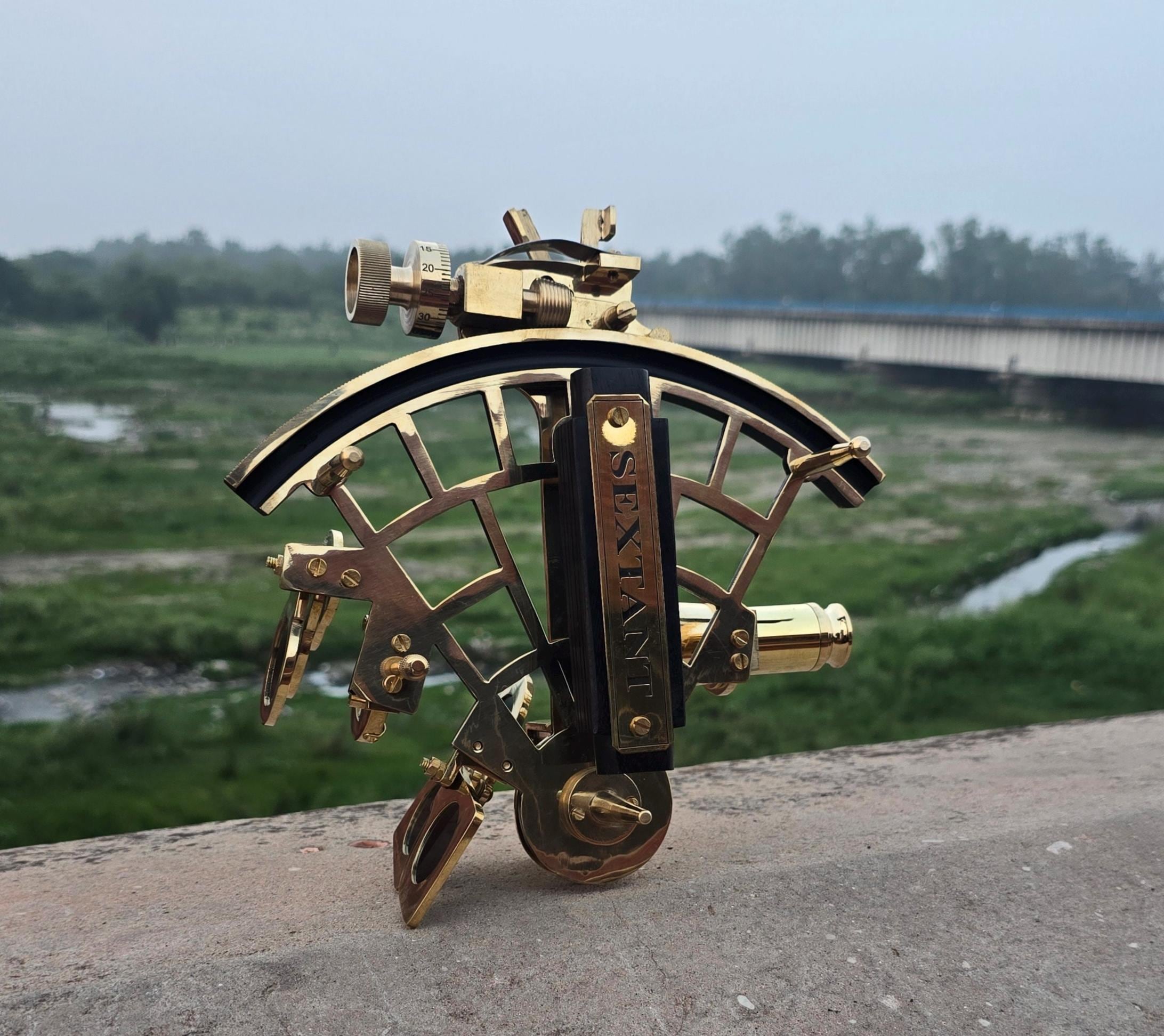 Marine Captain Sextant - messing nautische sextant 9" met houten kist van Nautical