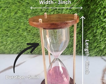 Gepersonaliseerde gegraveerde zandloper met roze zandloper Antiek nautisch decor Vintage houten zandloper jubileumcadeau Thuis- en kantoorcadeau