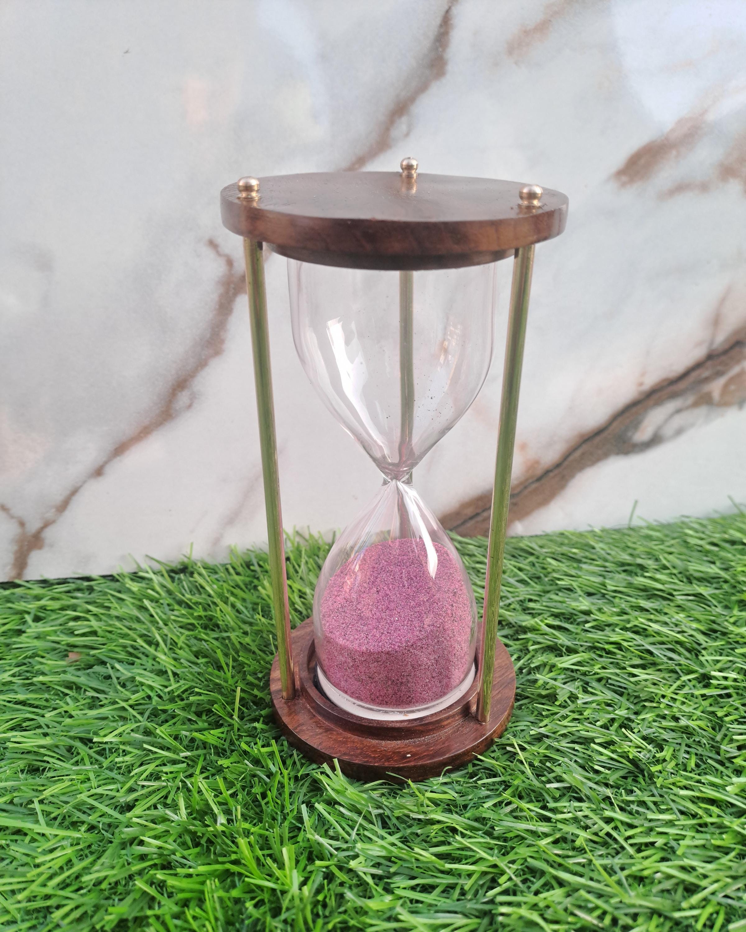 ピンクの砂が刻まれた木製の砂時計：ヴィンテージの航海装飾 - Etsy 日本