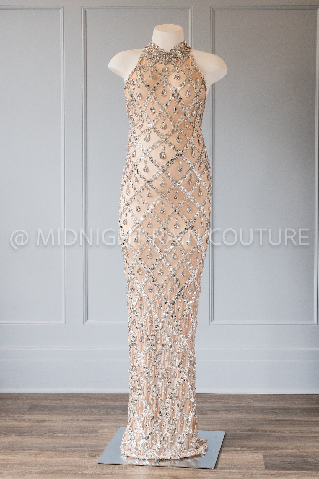 Luxury Diamond Rhinestone Maternity Gown for Photo Shoot, Baby Shower