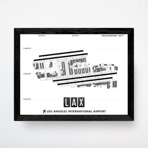 LAX Airport Map 14 x 11, Los Angeles International Airport, Digital Download Print, Aviation Decor, Pilot Gift, Gift for Pilots