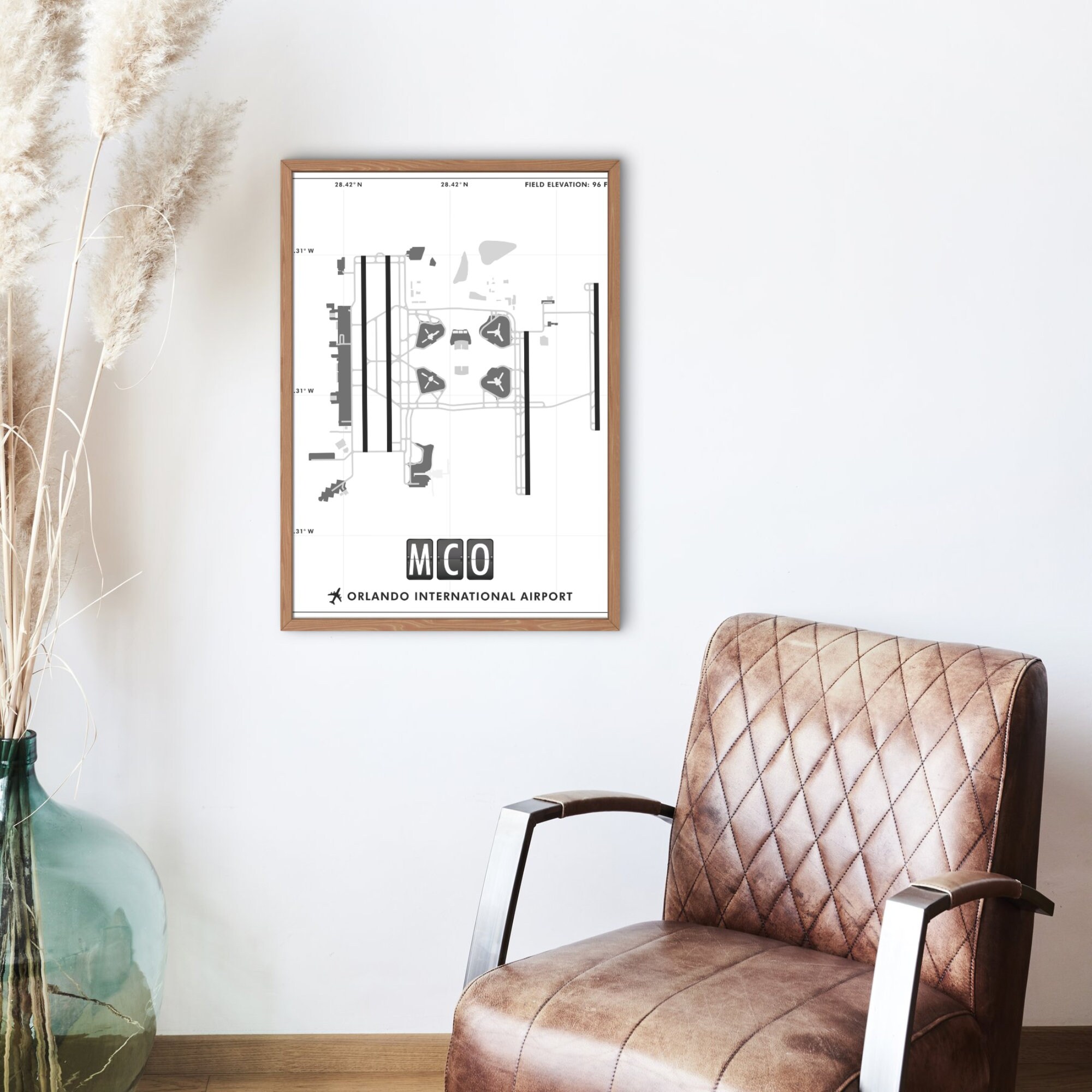 MCO Airport Map 11 X 14, Orlando International Airport, Digital Download Print, Aviation Decor ...